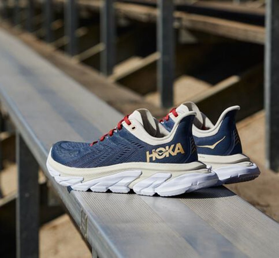 Hoka One One Hardloopschoenen Dames - Clifton Edge - Blauw/Wit - JX0834672